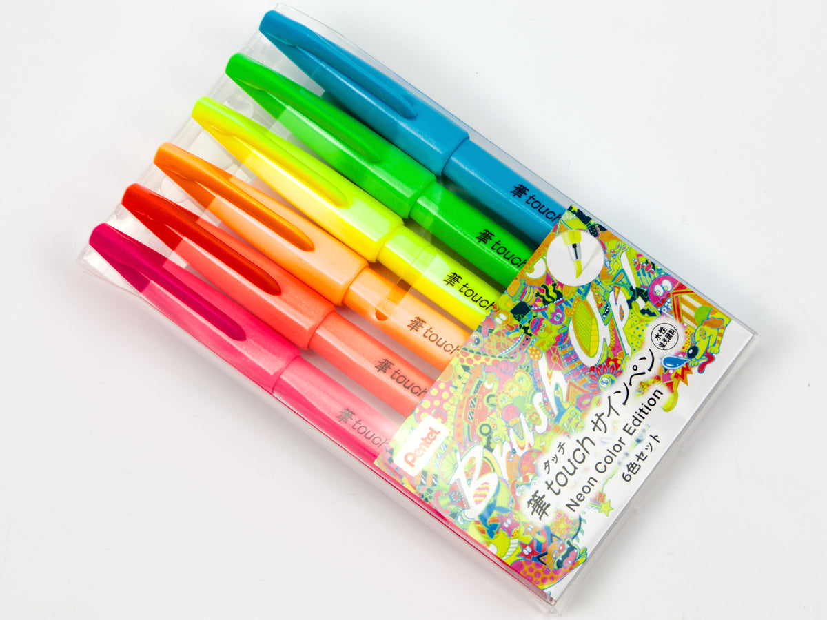 Pentel Fude Touch Sign Pen 6 Color Set