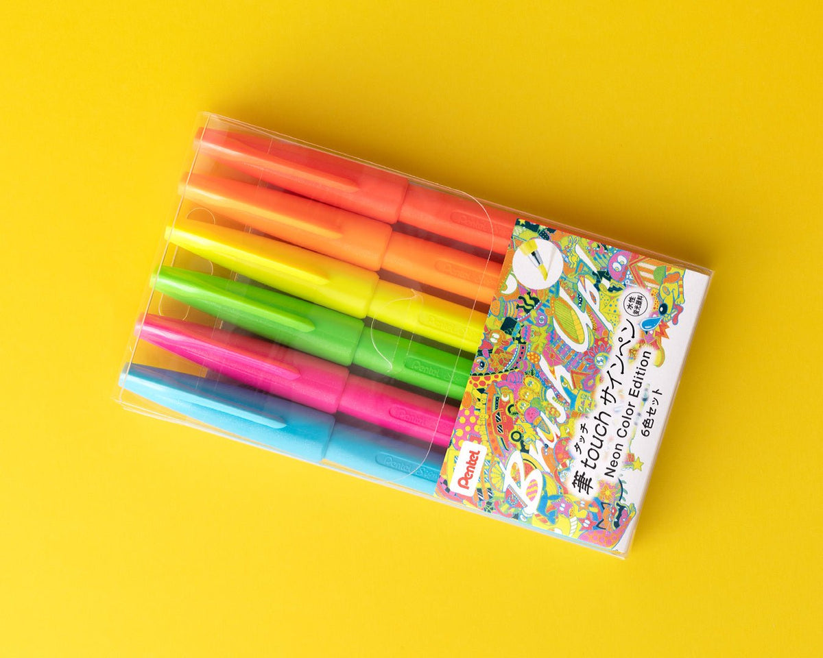 Pentel Fude Touch Sign Pen 6 Color Set