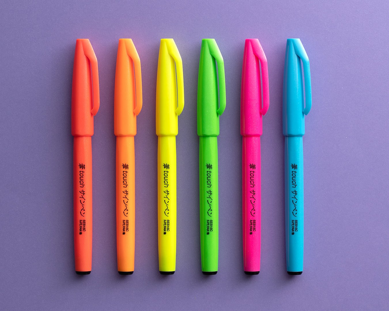 Pentel Fude Touch Sign Pen 6 Color Set