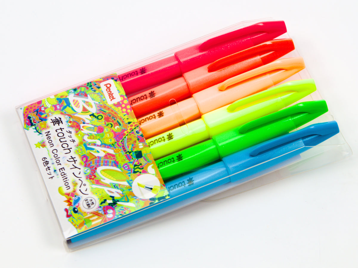 Pentel Fude Touch Sign Pen 6 Color Set