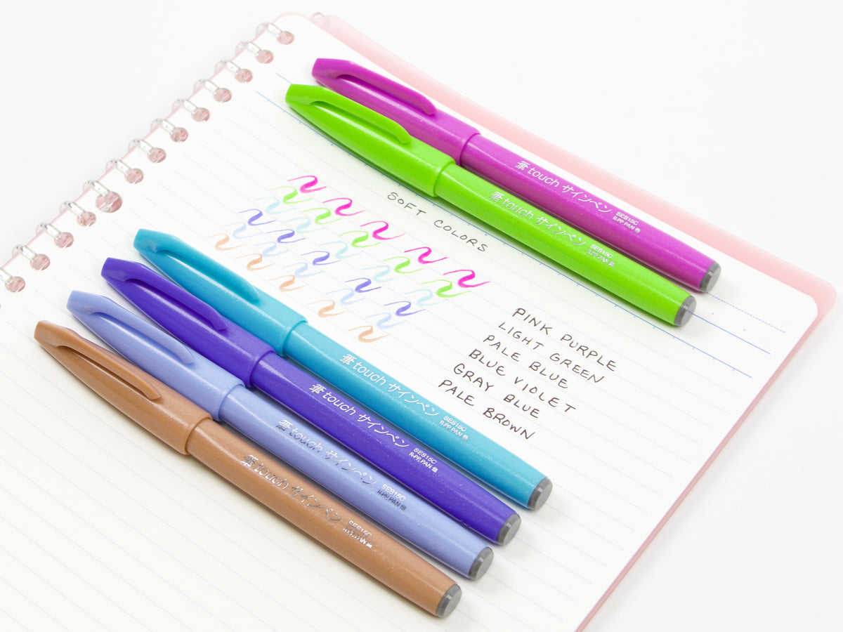 Pentel Fude Touch Sign Pen 6 Color Set