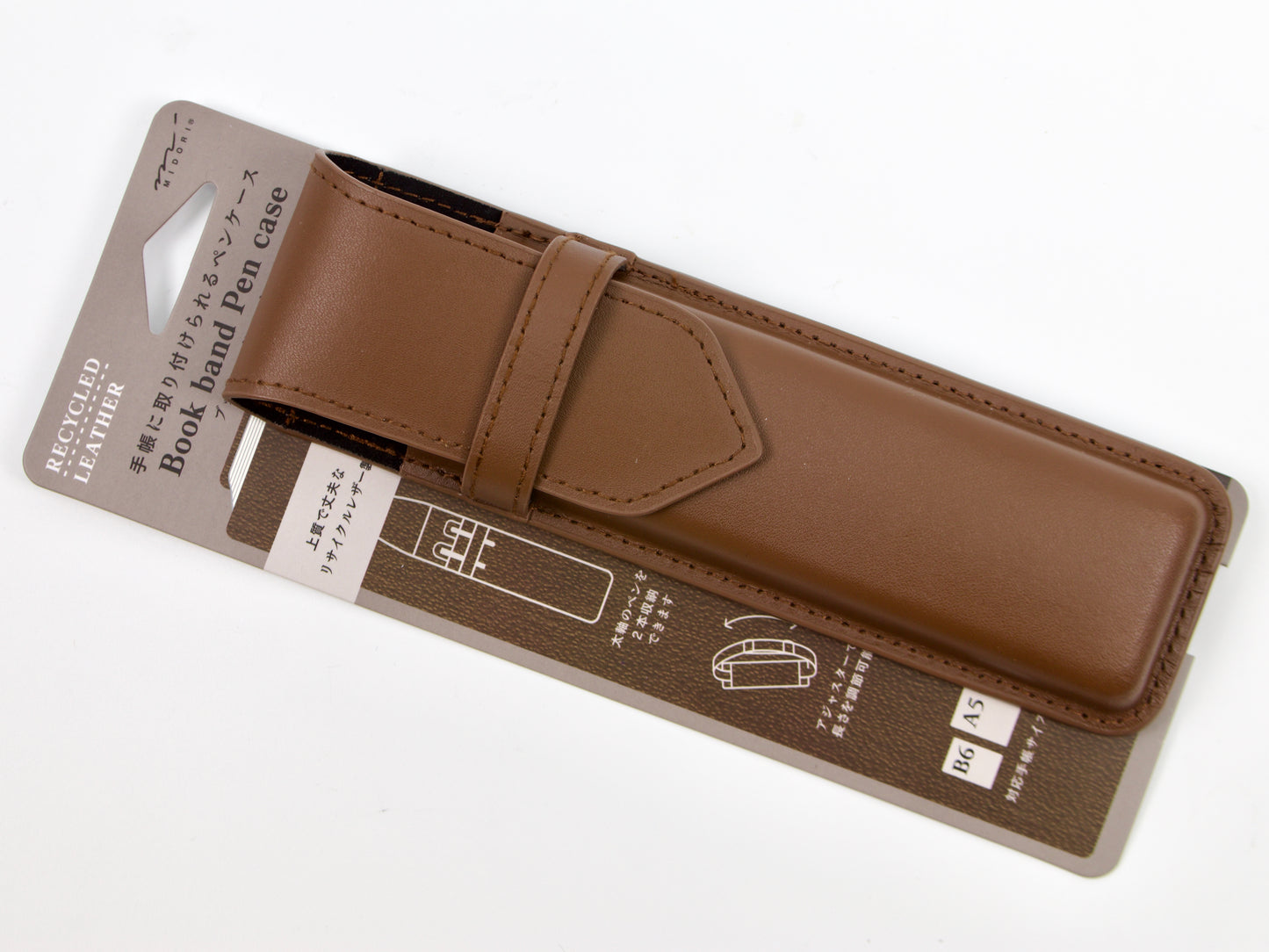 Estuche para bolígrafos Midori Book Band de cuero reciclado