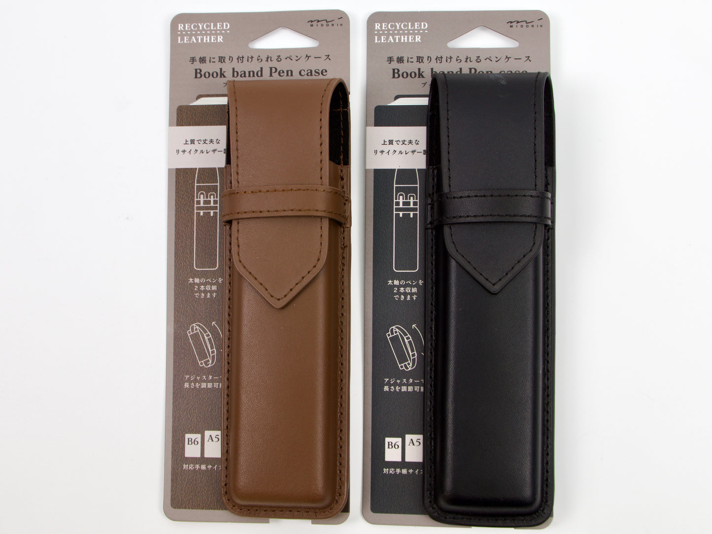 Estuche para bolígrafos Midori Book Band de cuero reciclado