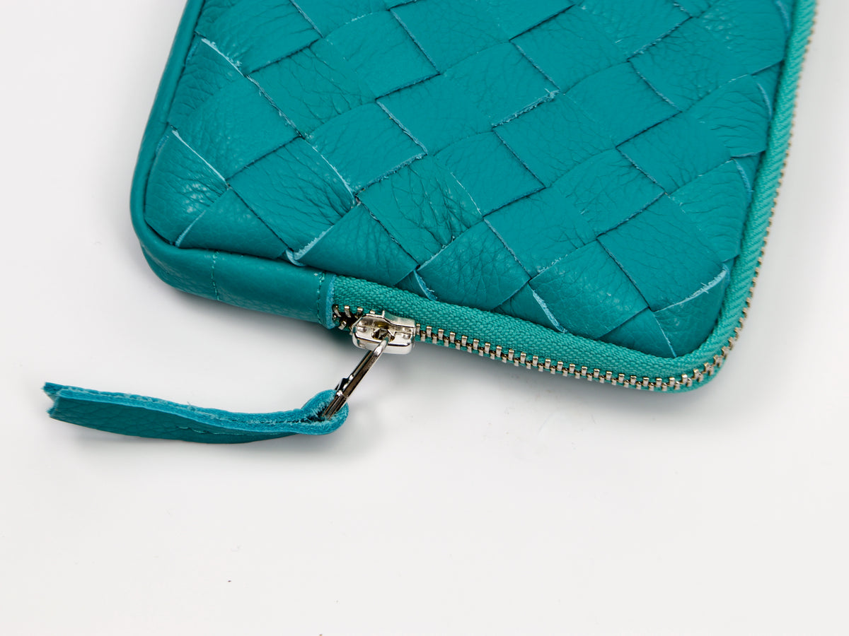 milloo Chloe Handwoven Clutch Turquoise