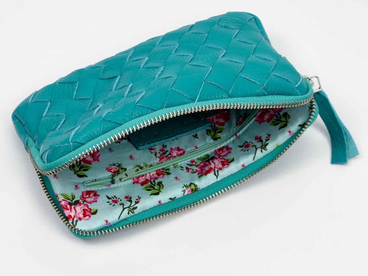 milloo Chloe Handwoven Clutch Turquoise