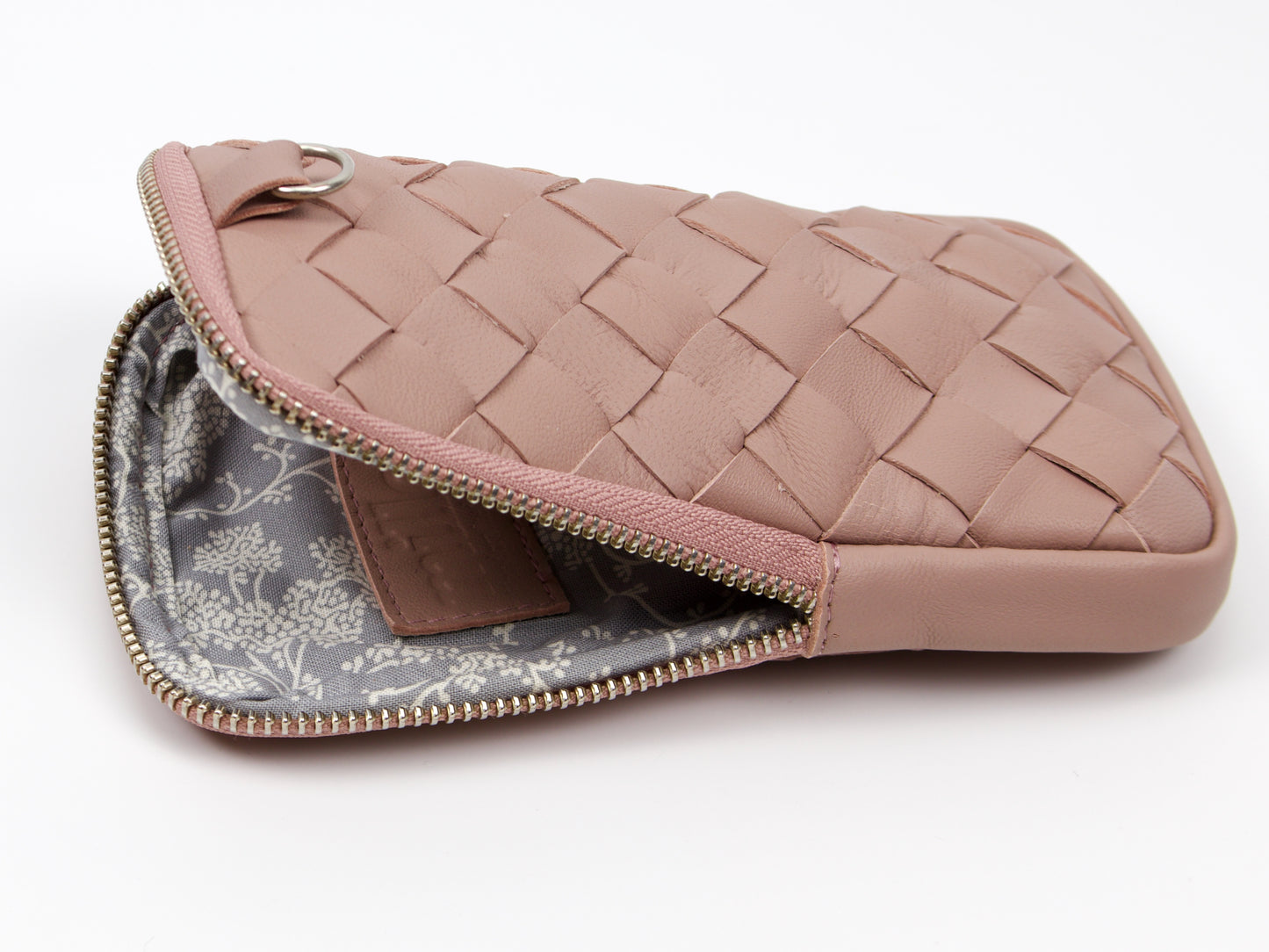 Estuche para bolígrafos Milloo Slim, tejido a mano, color rosa y beige