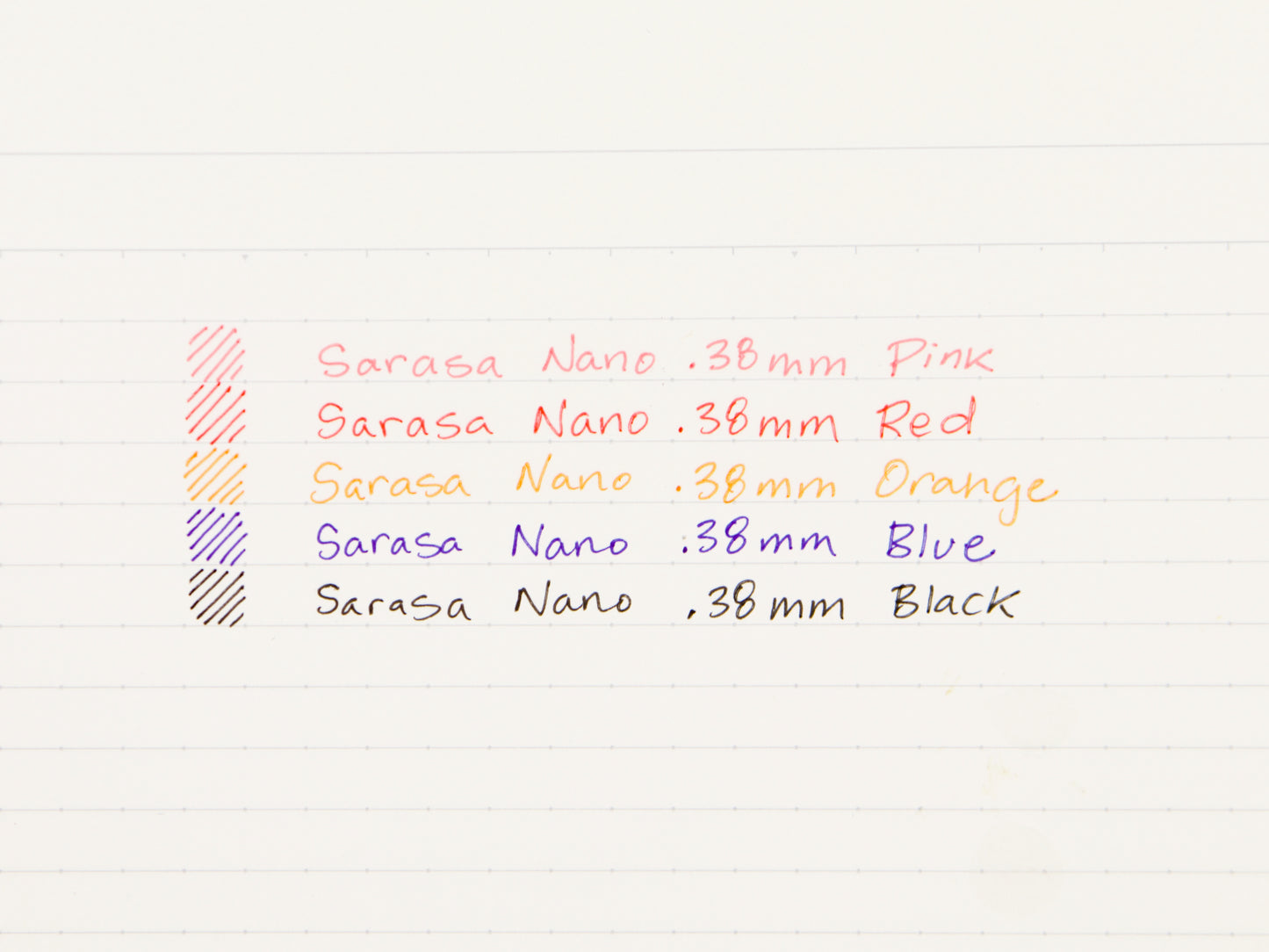 Sarasa Nano .38mm 5 Color Set