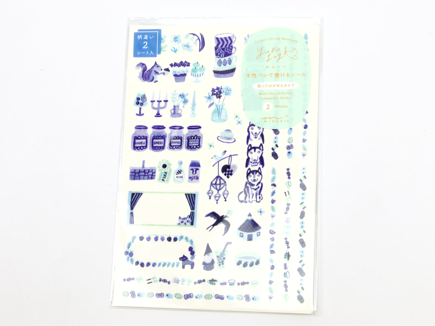 Midori Yuru Log Writeable Stickers