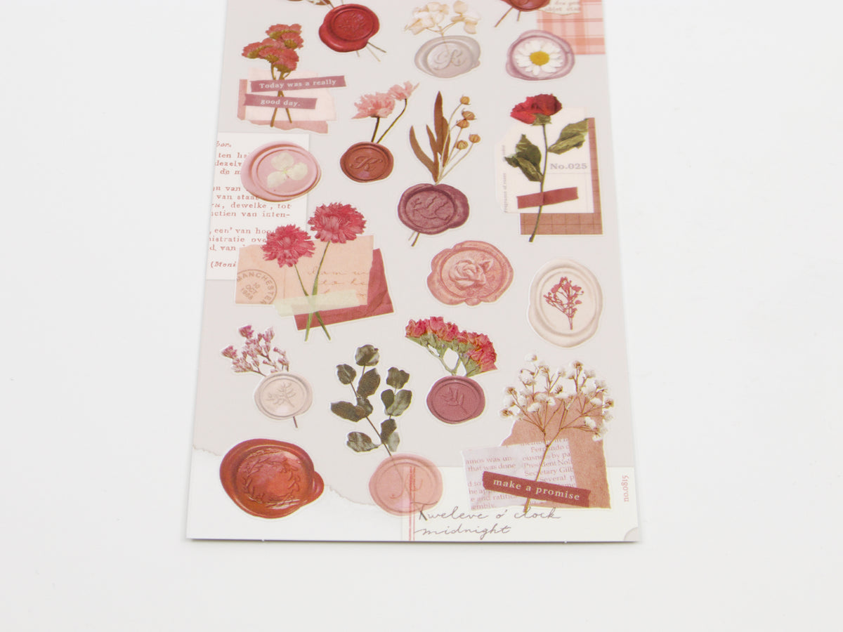 Mind Wave Wax Seal Floral Stickers
