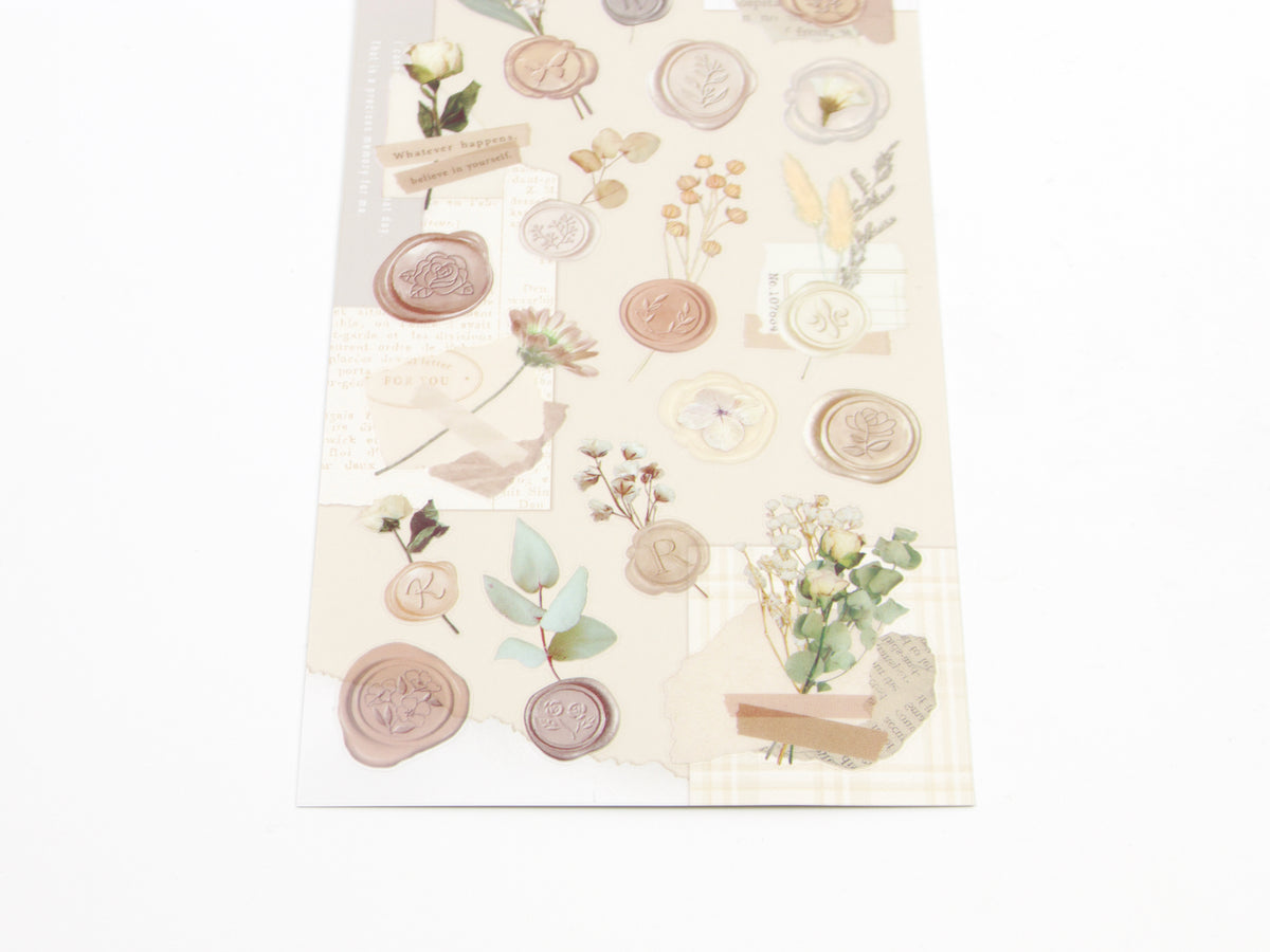 Mind Wave Wax Seal Floral Stickers