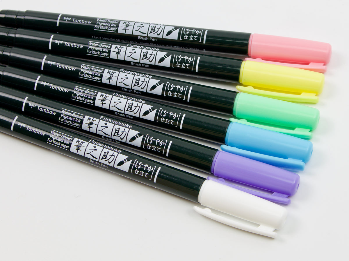Ensemble de 6 stylos pinceaux Tombow Fudenosuke Pastel Colors