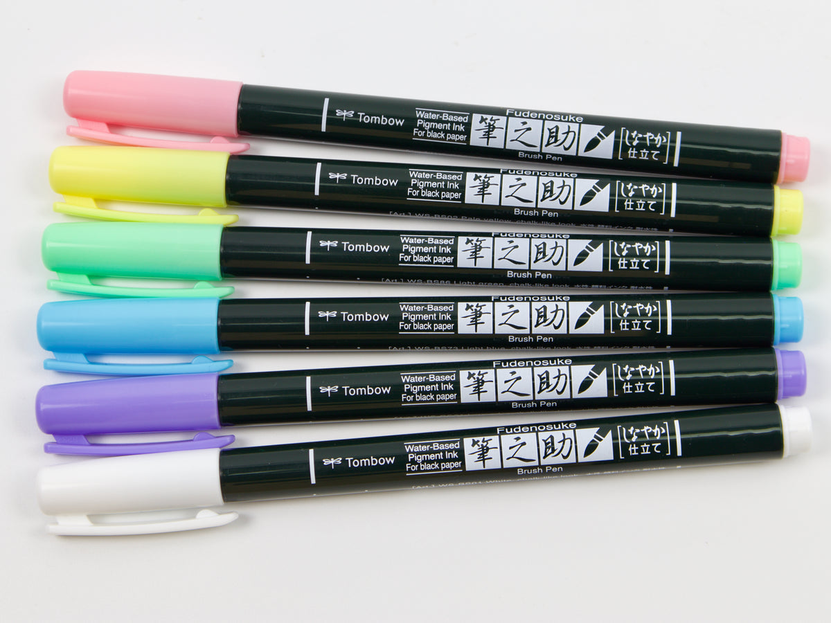 Ensemble de 6 stylos pinceaux Tombow Fudenosuke Pastel Colors